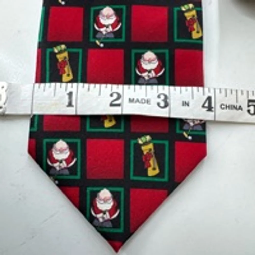 Kersten Brothers Jolly Ol Nickties Santa Golf Necktie Tie Silk Holiday Christmas